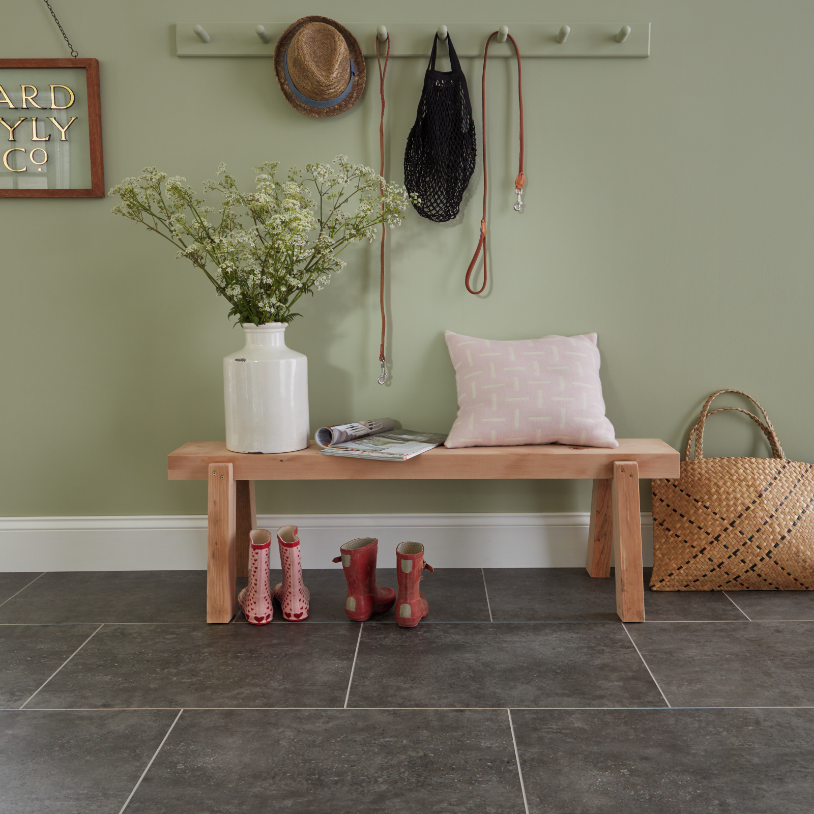 Oxford Grey rigid core lvt flooring in a hallway
