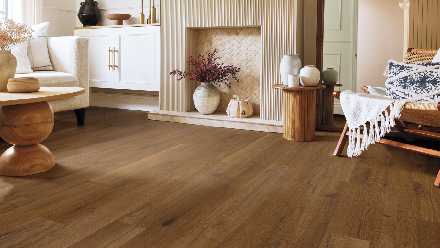 Russet Character Oak lvp floors add warmth to a living room
