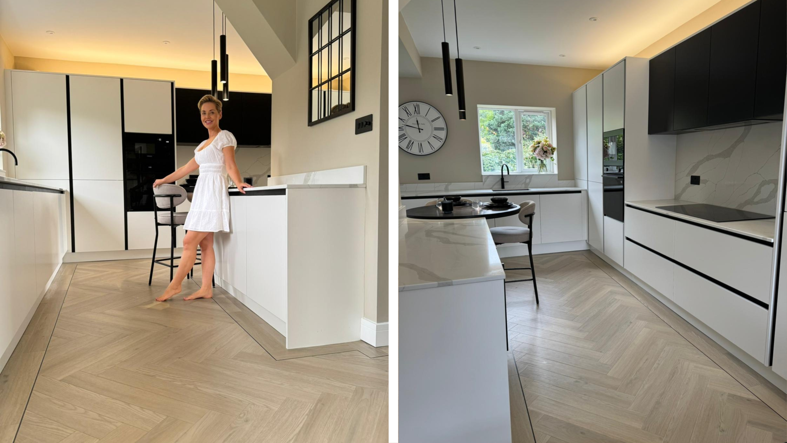 Steph Waring renovates her kitchen with Basque Oak herringbone LVT flooring